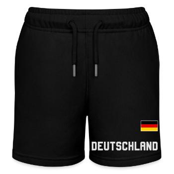 Deutschland Trikot Look mit Fahne Flagge auf Brust - Kinder Organic Joggingshorts Mini Bolter von Stanley/Stella - Schwarz - Vorne