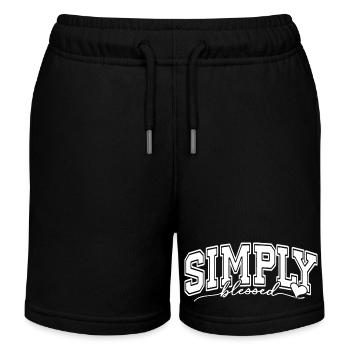 Simply Bless Inspirational Grateful Positive - Kids Organic Sweat Shorts by Stanley/Stella - black - Front