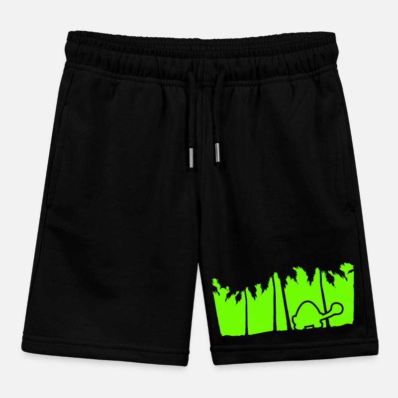 Cute Turtle Walking Palm Trees Silhouette Holiday Fun Kids Organic Sweat Shorts by Stanley/Stella