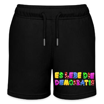 AfD stoppen gegen rechts Demokratie Vielfalt links - Kinder Organic Joggingshorts Mini Bolter von Stanley/Stella - Schwarz - Vorne