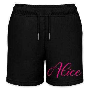 Name Alice - Kids Organic Sweat Shorts by Stanley/Stella - black - Front