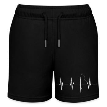 Heart Rate Angel Angler Fisherman Heartbeat - Kids Organic Sweat Shorts by Stanley/Stella - black - Front