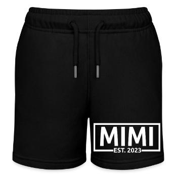 Mimi Est. 2023, Grandma To Be, Pregnancy Reveal - Kids Organic Sweat Shorts by Stanley/Stella - black - Front