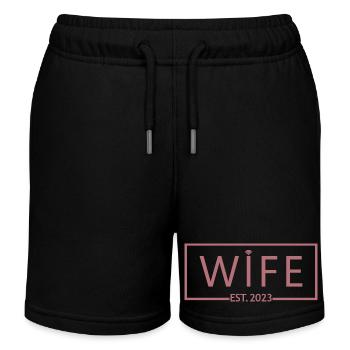 2023 Fiançailles Mariage Douche nuptiale - Short de jogging enfant bio Stanley/Stella - noir - Devant