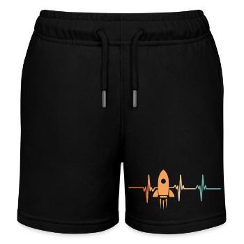 Raketen-Herzschlag - Kinder Organic Joggingshorts Mini Bolter von Stanley/Stella - Schwarz - Vorne