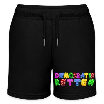 AfD stoppen gegen rechts Demokratie Vielfalt links - Kinder Organic Joggingshorts Mini Bolter von Stanley/Stella - Schwarz - Vorne
