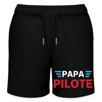 Pilot Papa - Papa Geschenk - Kinder Organic Joggingshorts Mini Bolter von Stanley/Stella - Schwarz - Vorne
