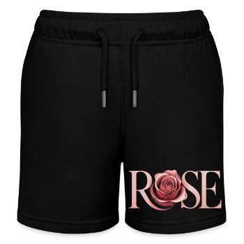Rose - Cooles botanisches Logo - Kinder Organic Joggingshorts Mini Bolter von Stanley/Stella - Schwarz - Vorne
