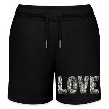 Disco Liebe - Kinder Organic Joggingshorts Mini Bolter von Stanley/Stella - Schwarz - Vorne