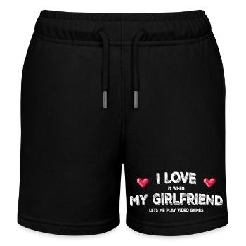 I Love It When My Girlfriend Lets Play Video Games - Kinder Organic Joggingshorts Mini Bolter von Stanley/Stella - Schwarz - Vorne