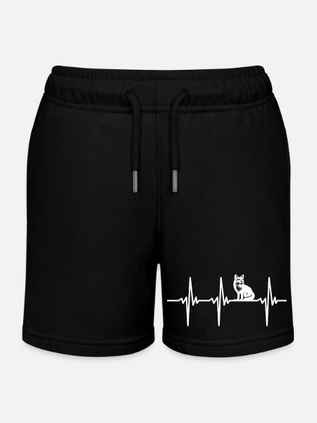 Herzschlag für niedliche Füchse - Kinder Organic Joggingshorts Mini Bolter von Stanley/Stella - Schwarz