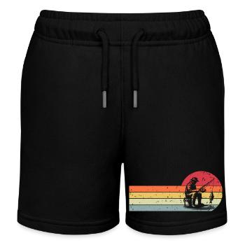 Fishing Anglers Fishing - Kids Organic Sweat Shorts by Stanley/Stella - black - Front