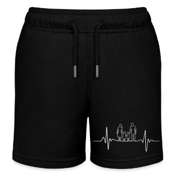 Family happiness family heartbeat - Kids Organic Sweat Shorts by Stanley/Stella - black - Front