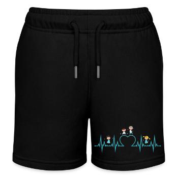 Heartbeat Heart enfants aiment profession d'éducateur turquoise - Short de jogging enfant bio Stanley/Stella - noir - Devant