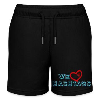 We love hashtags - Nous aimons les hashtags sur Internet - Short de jogging enfant bio Stanley/Stella - noir - Devant