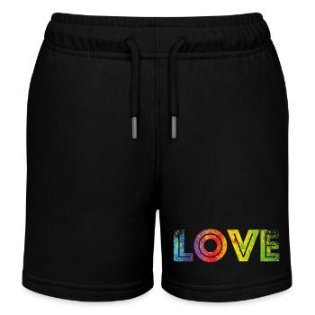 LOVE colours speckled - Kids Organic Sweat Shorts by Stanley/Stella - black - Front
