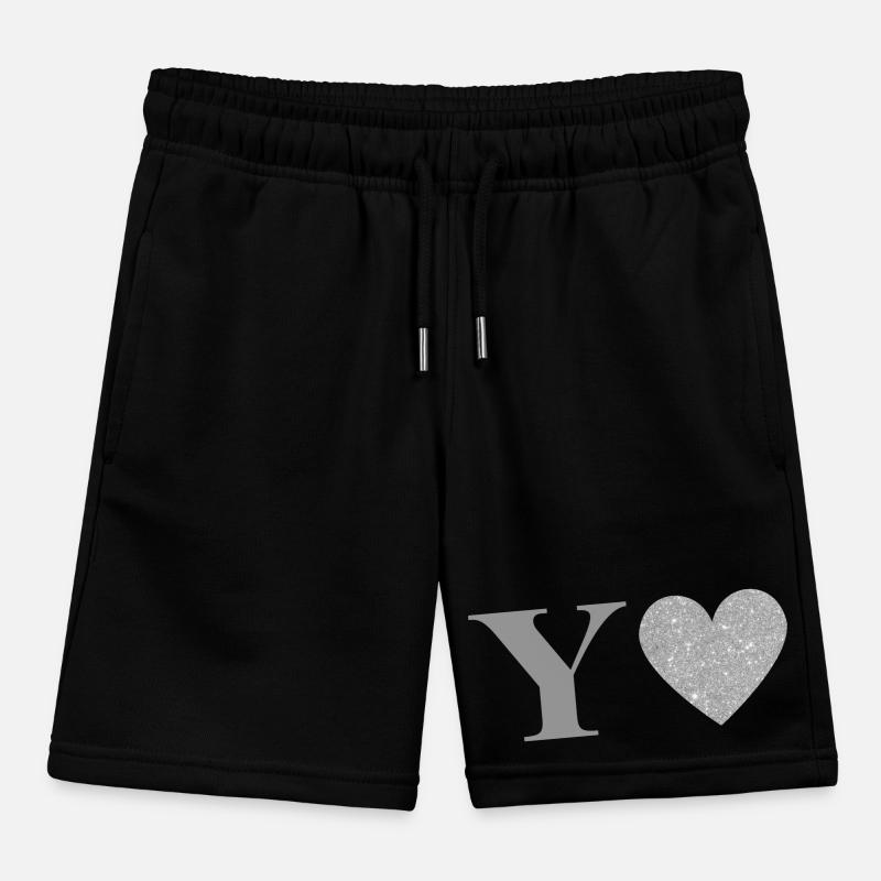 Silver Heart Letter Kids Organic Sweat Shorts by Stanley/Stella