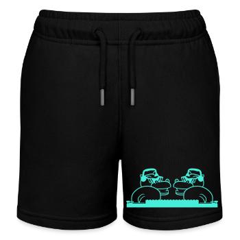 2 DJ Hippos Team Funny Mixer Friends Party - Short de jogging enfant bio Stanley/Stella - noir - Devant