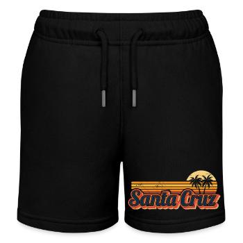 Santa Cruz Sunset Palm Trees, Sun Gift Idea - Kids Organic Sweat Shorts by Stanley/Stella - black - Front