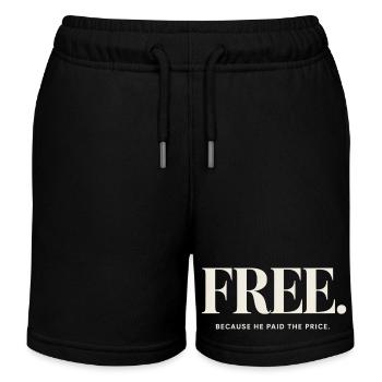 Christliche Freiheit Weil Er Den Preis Zahlte - Kinder Organic Joggingshorts Mini Bolter von Stanley/Stella - Schwarz - Vorne