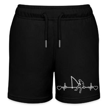 Fishing Fishing Angler Fishing Hook - Kids Organic Sweat Shorts by Stanley/Stella - black - Front
