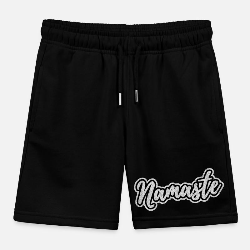 Namaste White (Distressed) Kids Organic Sweat Shorts by Stanley/Stella