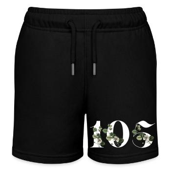 Zahl 105 Blumengrün - 105. Blumengeburtstag - Kinder Organic Joggingshorts Mini Bolter von Stanley/Stella - Schwarz - Vorne