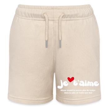 JE T-shirt JE T’AIME - Citations Drôles NOUVEAU 26 - Short de jogging enfant bio Stanley/Stella - écru doux - Devant