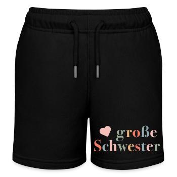 Große Schwester - Geschenk zur Geburt für Mädchen - Kinder Organic Joggingshorts Mini Bolter von Stanley/Stella - Schwarz - Vorne