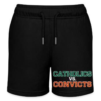 Catholics Vs. Convicts Vintage 1988 Football Gift - Kids Organic Sweat Shorts by Stanley/Stella - black - Front
