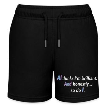 La confiance en soi rencontre l’IA – Citation cool - Short de jogging enfant bio Stanley/Stella - noir - Devant