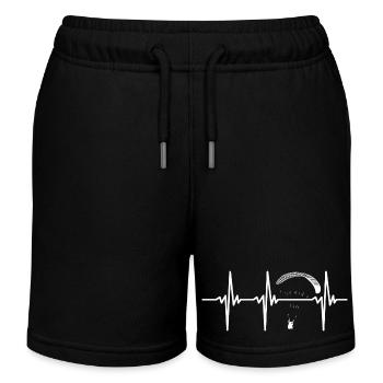 Heartbeat for Paraglider Paragliding Paraglider Paraglider - Kids Organic Sweat Shorts by Stanley/Stella - black - Front
