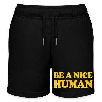 Be a nice human - Kids Organic Sweat Shorts by Stanley/Stella - black - Front