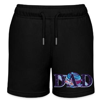 Papa Cool Space Rocket Vatertag Matching Männer - Kinder Organic Joggingshorts Mini Bolter von Stanley/Stella - Schwarz - Vorne
