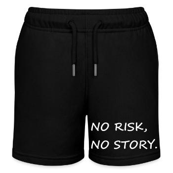 NO RISK NO STORY lettres de police blanches en blanc - Short de jogging enfant bio Stanley/Stella - noir - Devant