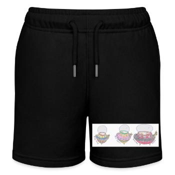 Space Belly Buttons Spaceship Shirt Mug Cappy - Kids Organic Sweat Shorts by Stanley/Stella - black - Front