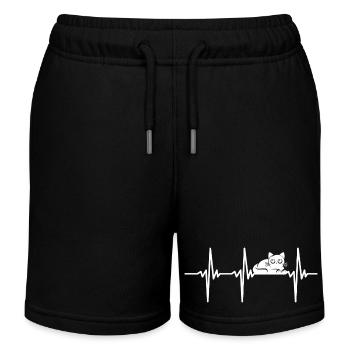 Herzschlag für kleine liebe Hauskatzen - Kinder Organic Joggingshorts Mini Bolter von Stanley/Stella - Schwarz - Vorne