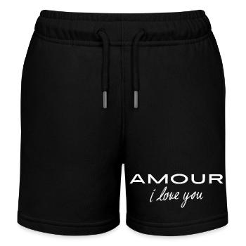Amour je t’aime - Short de jogging enfant bio Stanley/Stella - noir - Devant