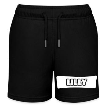 Lilly als Name - Kinder Organic Joggingshorts Mini Bolter von Stanley/Stella - Schwarz - Vorne