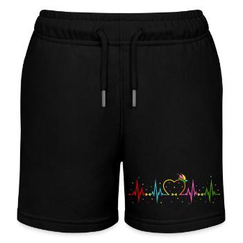 Fasching Karneval Fastnacht Konfetti Herzschlag - Kinder Organic Joggingshorts Mini Bolter von Stanley/Stella - Schwarz - Vorne