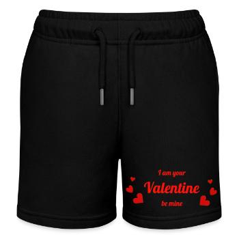 Valentine's Day Valentine's Red Hearts - Kids Organic Sweat Shorts by Stanley/Stella - black - Front