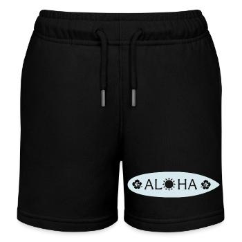 Aloha Surfbrett - Kinder Organic Joggingshorts Mini Bolter von Stanley/Stella - Schwarz - Vorne