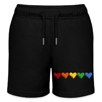 Farbige Herzen - Kinder Organic Joggingshorts Mini Bolter von Stanley/Stella - Schwarz - Vorne