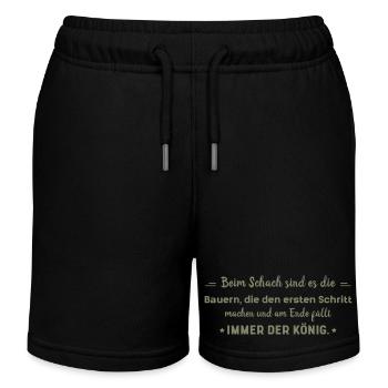 witzige Sprüche Bauer vs. König - Kinder Organic Joggingshorts Mini Bolter von Stanley/Stella - Schwarz - Vorne