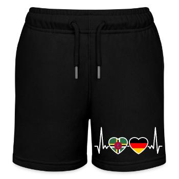 Dominica Germany Heartbeat Flag Dominicans - Kids Organic Sweat Shorts by Stanley/Stella - black - Front