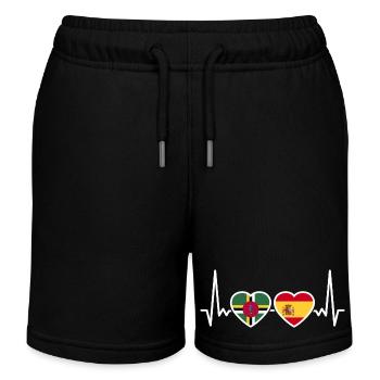 Dominica Spain Heartbeat Flag Dominicans - Kids Organic Sweat Shorts by Stanley/Stella - black - Front