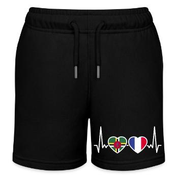 Dominica France Heartbeat Flag Dominicans - Kids Organic Sweat Shorts by Stanley/Stella - black - Front