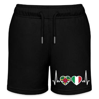Dominica Italy Heartbeat Flag Dominicans - Kids Organic Sweat Shorts by Stanley/Stella - black - Front