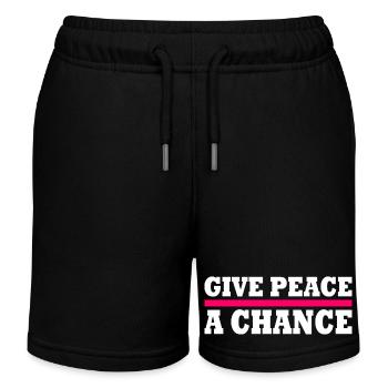 Give peace a chance - Short de jogging enfant bio Stanley/Stella - noir - Devant