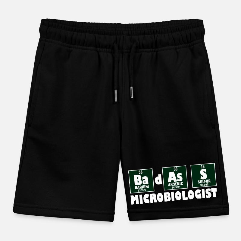 Funny Prime Element Badass Microbiologist Kids Organic Sweat Shorts by Stanley/Stella
